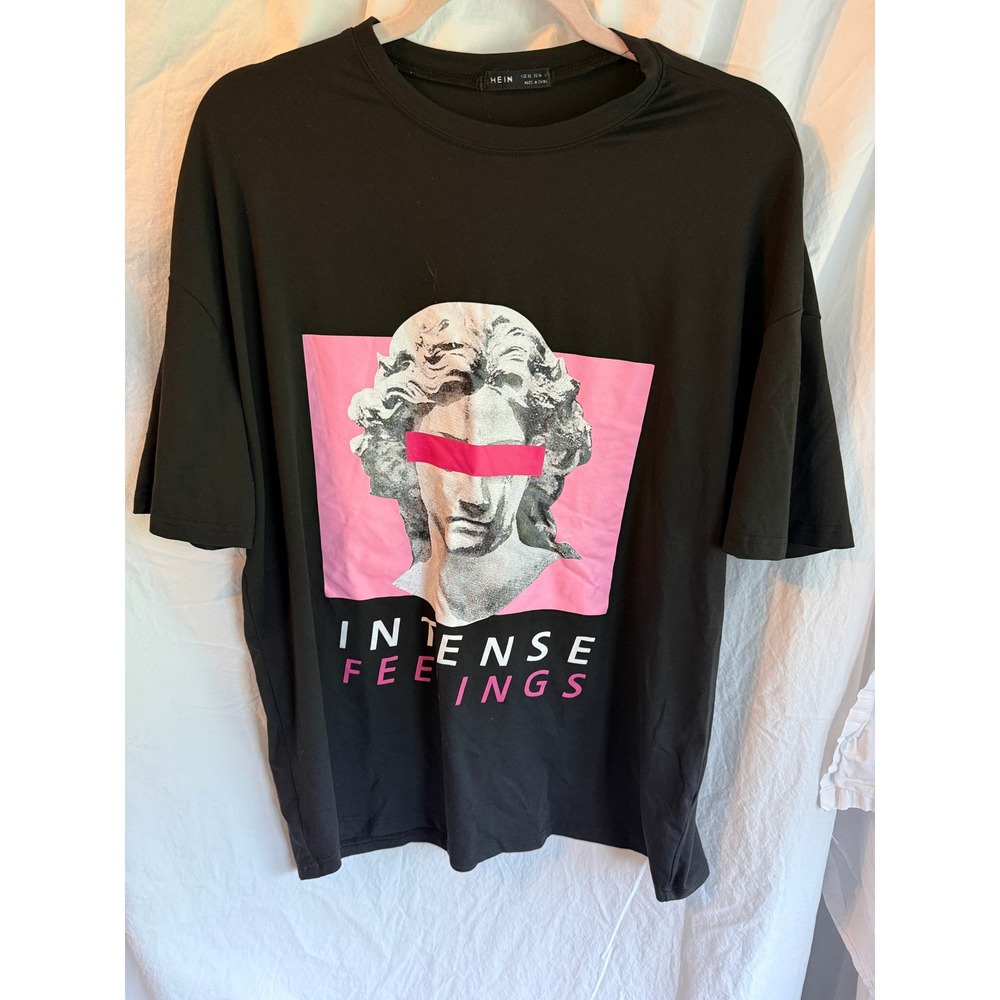 Shein Intense Feelings Graphic Tee Black Statue Vaporwave Streetwear‎ Shirt XS